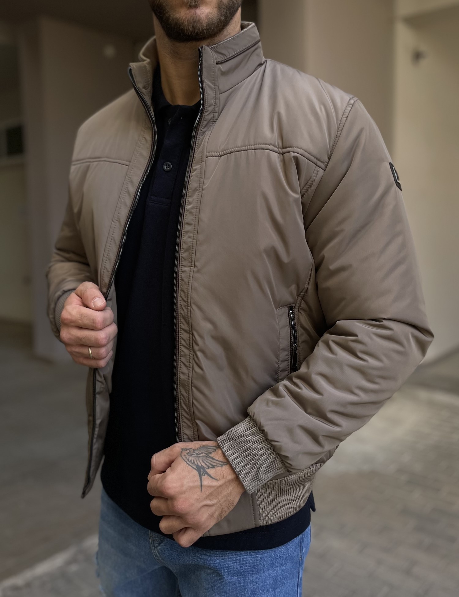 Ανδρικό πούρο μπουφάν με γιακά και λάστιχο HM264044 φωτογραφία